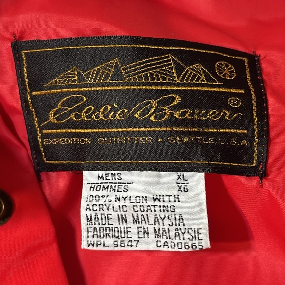 Eddie Bauer Mens Vintage Jacket Red Nylon Pullover Windbreaker Pockets. XL - Picture 9 of 9